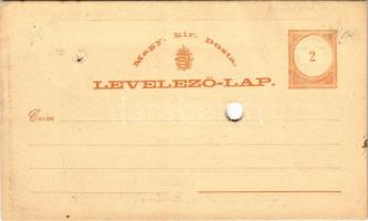 1879 Debrecen, Biedermann E. újévi üdvözlőlapja, reklám +2f Ga (lyukasztott / punched hole)