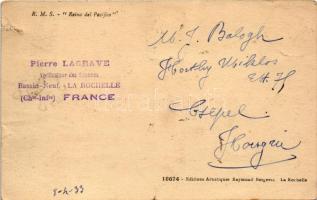 1933 Royal Mail Ship 'Reina del Pacifico'. TCV card (non PC) (szakadás / tear)