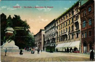 Trieste, Trieszt; Via Giulia e Monumento D. Rossetti / statue, tram