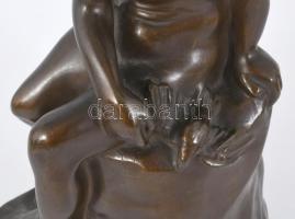 Sztankó Gyula (1900-1943): Fiú madárral. Patinázott bronz, 1929, jelzett, m: 30 cm