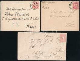 4 db levél Krajcáros bélyegekkel bérmentesítve + 3 db vegyes bérmentesítésű kivágás