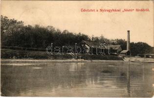 1910 Nyíregyháza, Sóstó fürdő, Júlia gőzmalom. Deutsch J. kiadása (EK)