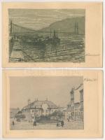 Budapest - Régi és új Budapest. 12 levelezőlap, Mátrai Vilmos eredeti rézkarcai, nyomatokat készítet...