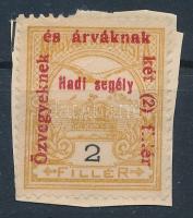 1915 Hadisegély (II.) 2f a fillér szó hiányos a felülnyomatban