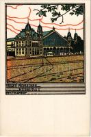 Budapest VI. Nyugati pályaudvar, vasútállomás, villamos. Wiener Werkstätte stílusú magyar szecesszió...