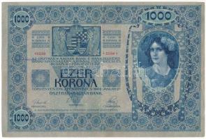 1902. 1000K vízszintes, piros "DEUTSCHÖSTERREICH" felülbélyegzéssel, "1097 49508" T:F kis szakadás Adamo K35B