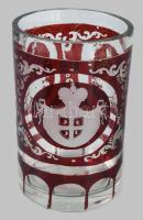 cca 1850 Szerb hercegi, későbbi király család pohara, rajta a hercegi címerrel. Bíborpácolt, kis lep...