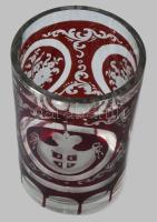 cca 1850 Szerb hercegi, későbbi király család pohara, rajta a hercegi címerrel. Bíborpácolt, kis lep...