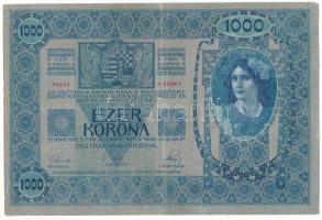 1902. 1000K vízszintes, piros "DEUTSCHÖSTERREICH" felülbélyegzéssel, "1202 19228" T:F pici szakadás Adamo K35B