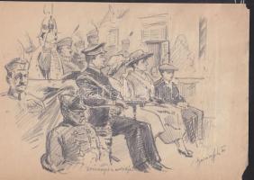 Balázsfy Rezső (1885-1973): Horthy Milkós a Bábolnai méntelepen, ill. A Kormányzó és családja 2 db rajz. ceruza-papír, jelzett 28x23 cm