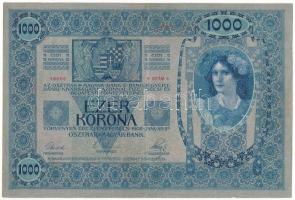 1902. 1000K vízszintes, piros "DEUTSCHÖSTERREICH" felülbélyegzéssel, "1203 16668" T:F  Adamo K35B