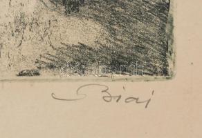 Biai-Föglein István (1905-1974): Utca. Rézkarc, papír, jelzett, kartonra kasírozva, ázásnyomokkal, 2...