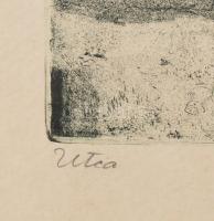 Biai-Föglein István (1905-1974): Utca. Rézkarc, papír, jelzett, kartonra kasírozva, ázásnyomokkal, 2...