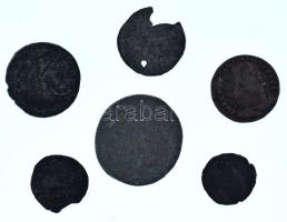 Római Birodalom vegyes III-IV. század 6db-os rossz tartású bronz érmetétel T:F,VG Roman Empire mixed 3rd-4th century 6pcs of low-grade bronze coin lot C:F,VG
