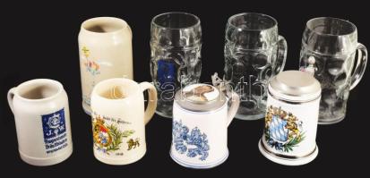 8 darab sörös korsó, közte II. Luwig mintás, jó állapotban