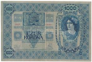 1902. 1000K vízszintes, piros "DEUTSCHÖSTERREICH" felülbélyegzéssel, "1094 05227" T:F pici szakadás Adamo K35B