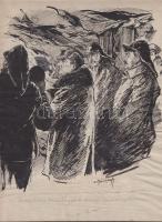 Balázsfy Rezső (1885-1973): Horthy Milkós  a dorogi szénbányában, tus-papír, jelzett 22x29 cm