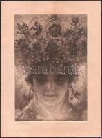 Gózon Lajos (1913-1981): Menyecske népviseletben. Rézkarc, papír, jelzett. 30×20 cm