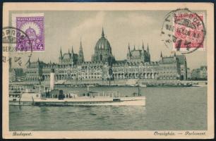 1926 TCV képeslap 300K és 4f vegyes bérmentesítéssel, Sopronból Kenyába küldve / TCV postcard with m...