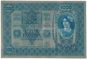 1902. 1000K vízszintes, piros "DEUTSCHÖSTERREICH" felülbélyegzéssel, "1263 56045" T:F Adamo K35B