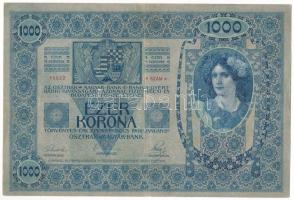 1902. 1000K vízszintes, piros "DEUTSCHÖSTERREICH" felülbélyegzéssel, "1092 15522" T:F Adamo K35B