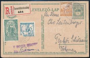 1920 Ajánlott válaszos levelezőlap magyar-szerb vegyes bérmentesítéssel Németországba / PS-reply car...