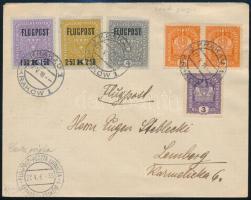 1918 Légi levél Lembergbe / Airmail cover to Lemberg "KRAKAU"