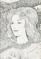 B. Hajdu László (1926-1998): Madonna Liptowszky Jan. Nyomat, papír, jelzett a nyomaton, kissé foltos paszpartuban, 28×20 cm