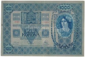 1902. 1000K vízszintes, piros "DEUTSCHÖSTERREICH" felülbélyegzéssel, "1219 84024" T:F Adamo K35B