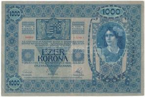 1902. 1000K vízszintes, piros "DEUTSCHÖSTERREICH" felülbélyegzéssel, "1219 94562" T:F Adamo K35B