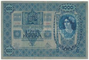 1902. 1000K vízszintes, piros "DEUTSCHÖSTERREICH" felülbélyegzéssel, "1235 51038" T:F Adamo K35B