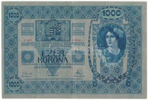 1902. 1000K vízszintes, piros "DEUTSCHÖSTERREICH" felülbélyegzéssel, "1242 37323" T:F Adamo K35B