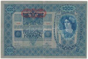 1902. 1000K vízszintes, piros "DEUTSCHÖSTERREICH" felülbélyegzéssel, "1242 37323&quot...