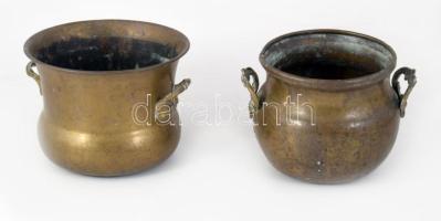 2 darab rézlemez kaspó, m: 13 cm