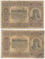 1920. 100K "Orell Füssli Zürich" nyomdahely jelöléssel (2x) T:VG Adamo K29