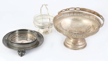 3 darab ezüstözött kínáló, d: 21 cm alatt