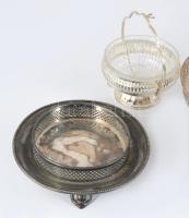 3 darab ezüstözött kínáló, d: 21 cm alatt