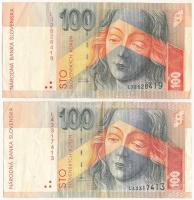 Szlovákia 1999. 100K (2x) T:F erős papír Slovakia 1999. 100 Korún (2x) C:F strong paper