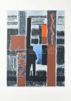 Miháltz Pál (1899-1988): Színpad. Szitanyomat, papír. jelzett, sorszámozott 7/30, lapszéli javított szakadással, 65x49 cm