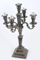 Ezüstözött ötágú gyertyatartó, m: 43 cm