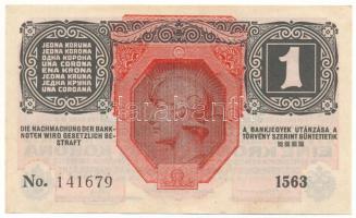 1916. 1K zöld "DEUTSCHÖSTERREICH" felülbélyegzéssel "1563 141679" T:VF-F szép pa...