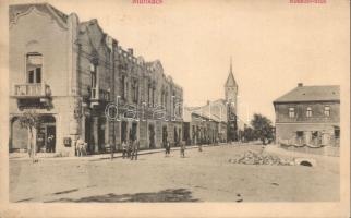 Munkács Kossuth street with the shops of Berger Herman and Sándor Goldstein (cut)