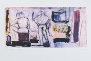 Tolvaly Ernő (1947-2008): Átdolgozott talált rajz I (1985). Ofszetnyomat, papír. Jelzett, számozott (70/75). 20x37,5 cm