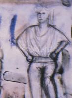 Tolvaly Ernő (1947-2008): Átdolgozott talált rajz I (1985). Ofszetnyomat, papír. Jelzett, számozott ...