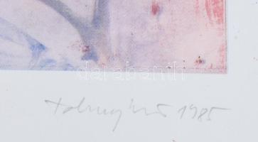 Tolvaly Ernő (1947-2008): Átdolgozott talált rajz I (1985). Ofszetnyomat, papír. Jelzett, számozott ...