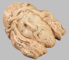 Gipsz Jézus fej dísz, kopással, 13x12 cm