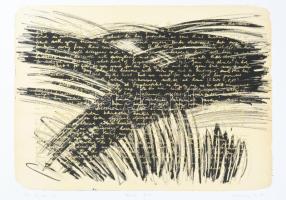 Kelecsényi Csilla (1953- ): Black bill (1990). Litográfia, papír. Jelzett, művészpéldány EA IX/XV számozással. 38,5x53 cm