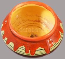 Magyar iparművész kaspó, kis mázhibával, 20x11 cm