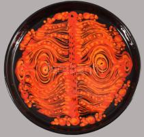 Magyar jelzett iparművész kínáló, kis kopással, d: 30 cm