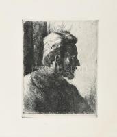 Szőnyi István (1894-1960): Szakállas önarckép. Rézkarc, papír. Hátoldalán "Szőnyi István hagyatéka" bélyegzővel. Paszpartun "Szőnyi István hagyatéki anyaga 12/50" felirattal és számozással. 13,5×11 cm